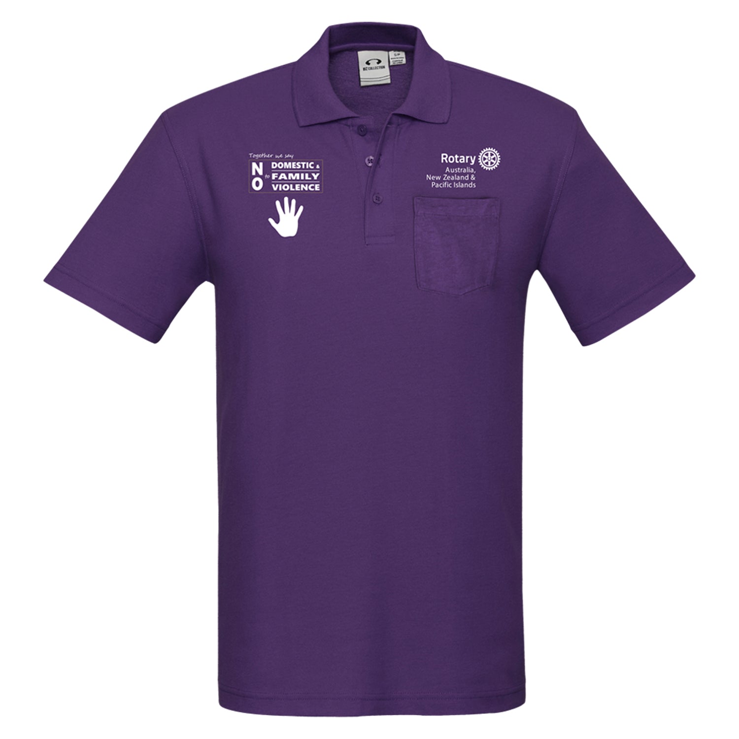 Men’s Polo With Pocket – White Print